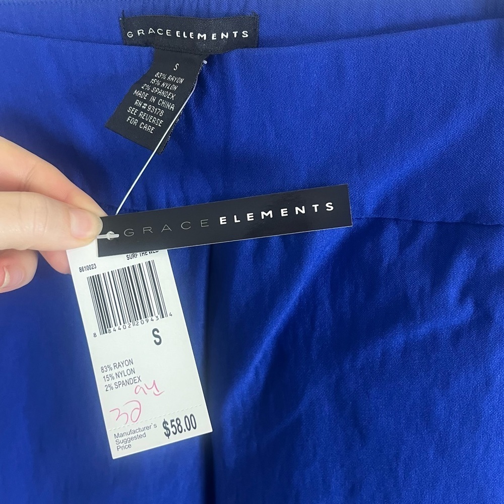 Grace Elements bright blue ankle pants with bow detail Small NWT - Picture 2 of 6